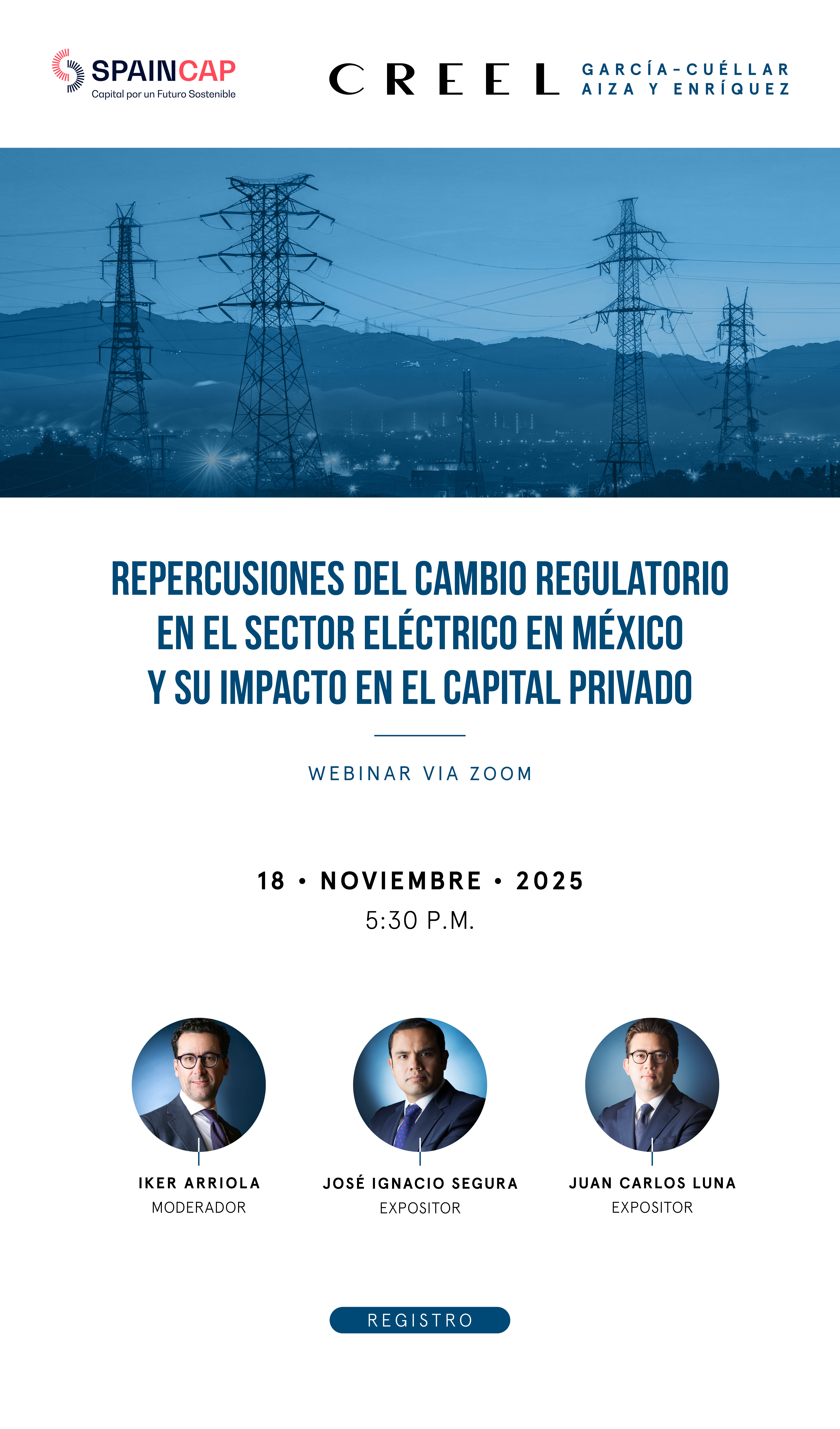 Desayuno SpainCap- Creel: “Repercusiones del cambio regulatorio en el sector eléctrico en México y su impacto en el capital privado”